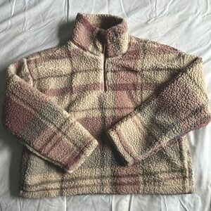 Thread & Supply Summit Pullover Soft Pink Sherpa Quarter-Zip